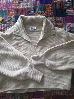 Princess Polly Cream Ribbed Knit Sweater